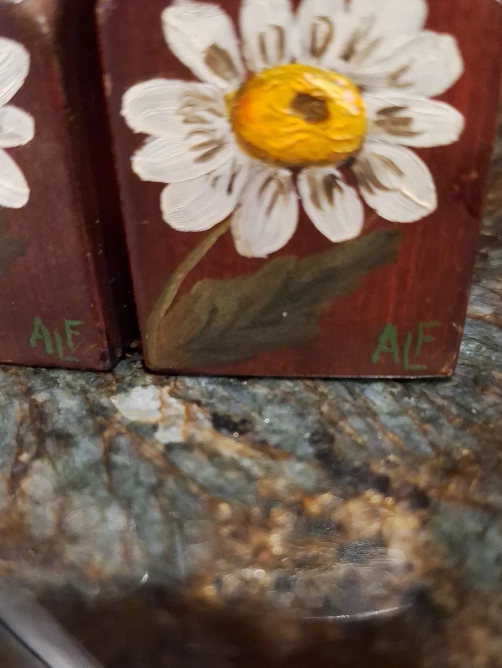 Handpainted Wooden 'P' and 'S' Salt and Pepper Shakers - Brown